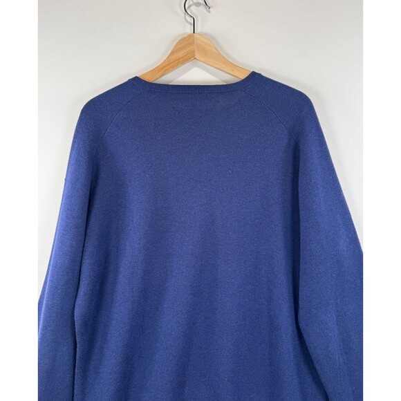 Peter Millar Mens Sweater Blue Silk V Neck Long Sleeve Pullover Jumper Large - Picture 10 of 12